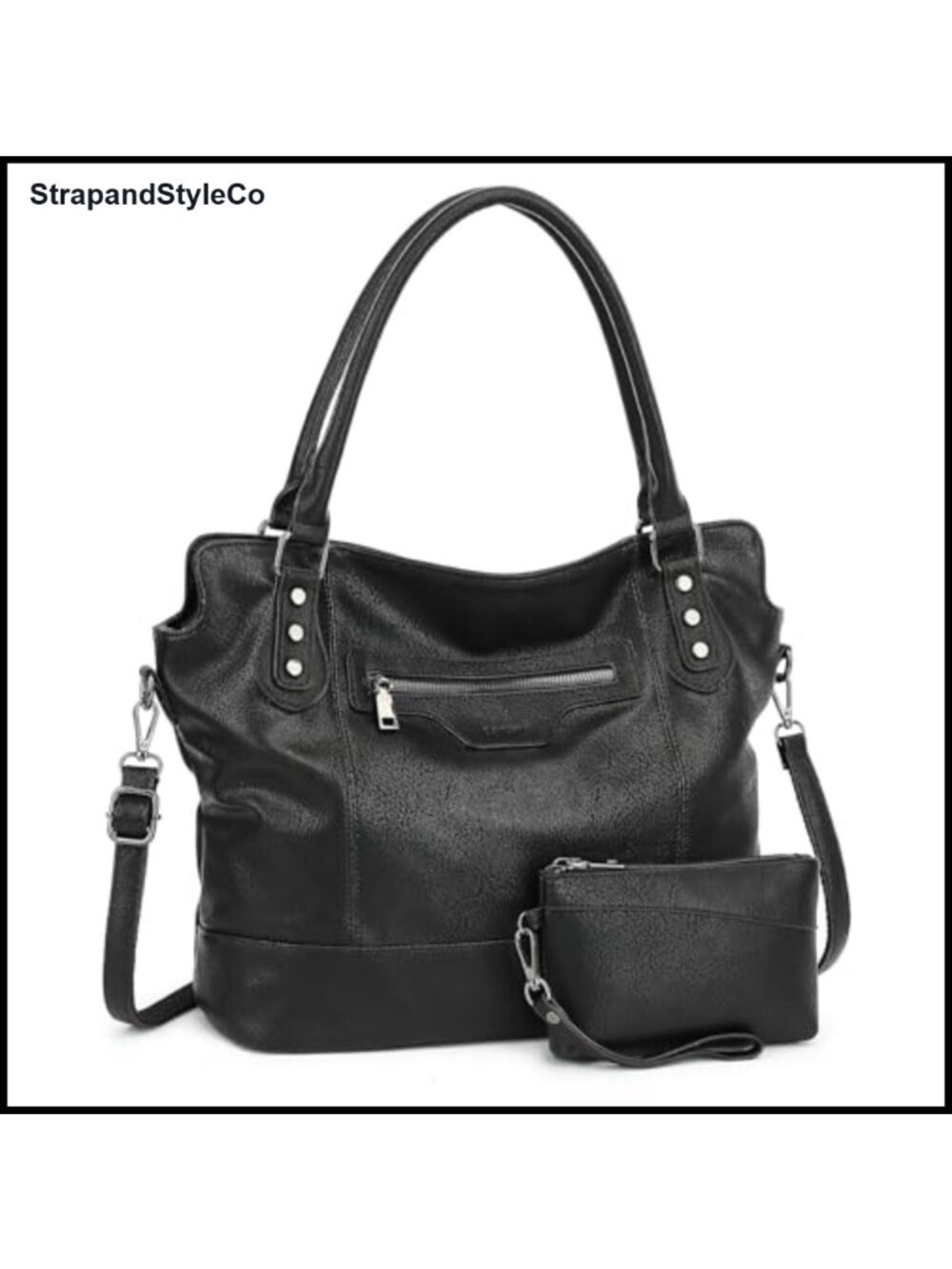 Large Vegan Leather Hobo Tote Bag Crossbody Purse with Coin Purse